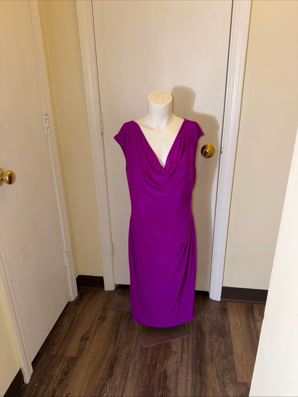Magenta Cowl Neck Sheath Dress Ralph Laurel size 12